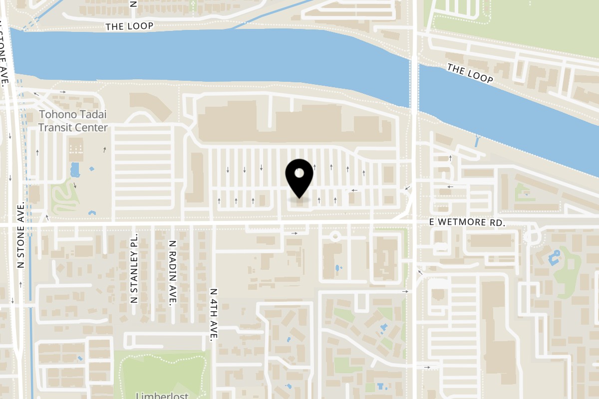 Map showing the location of La Botana Tacos on 565 E Wetmore Rd Ste 155 in Tucson